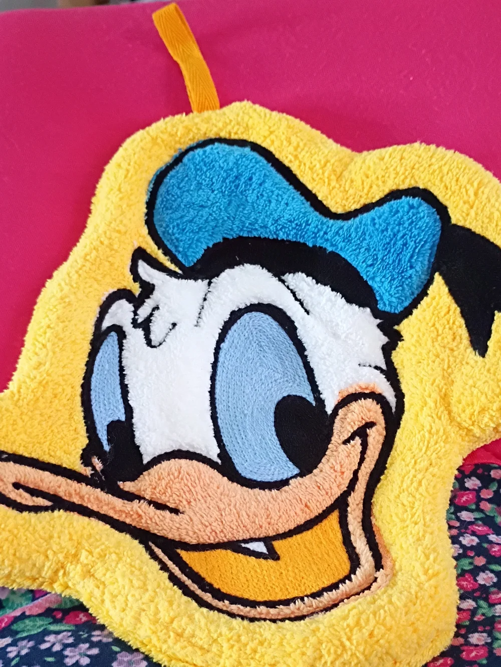 Donald Duck Plush Hanging Hand Towel - Yellow, Blue, White